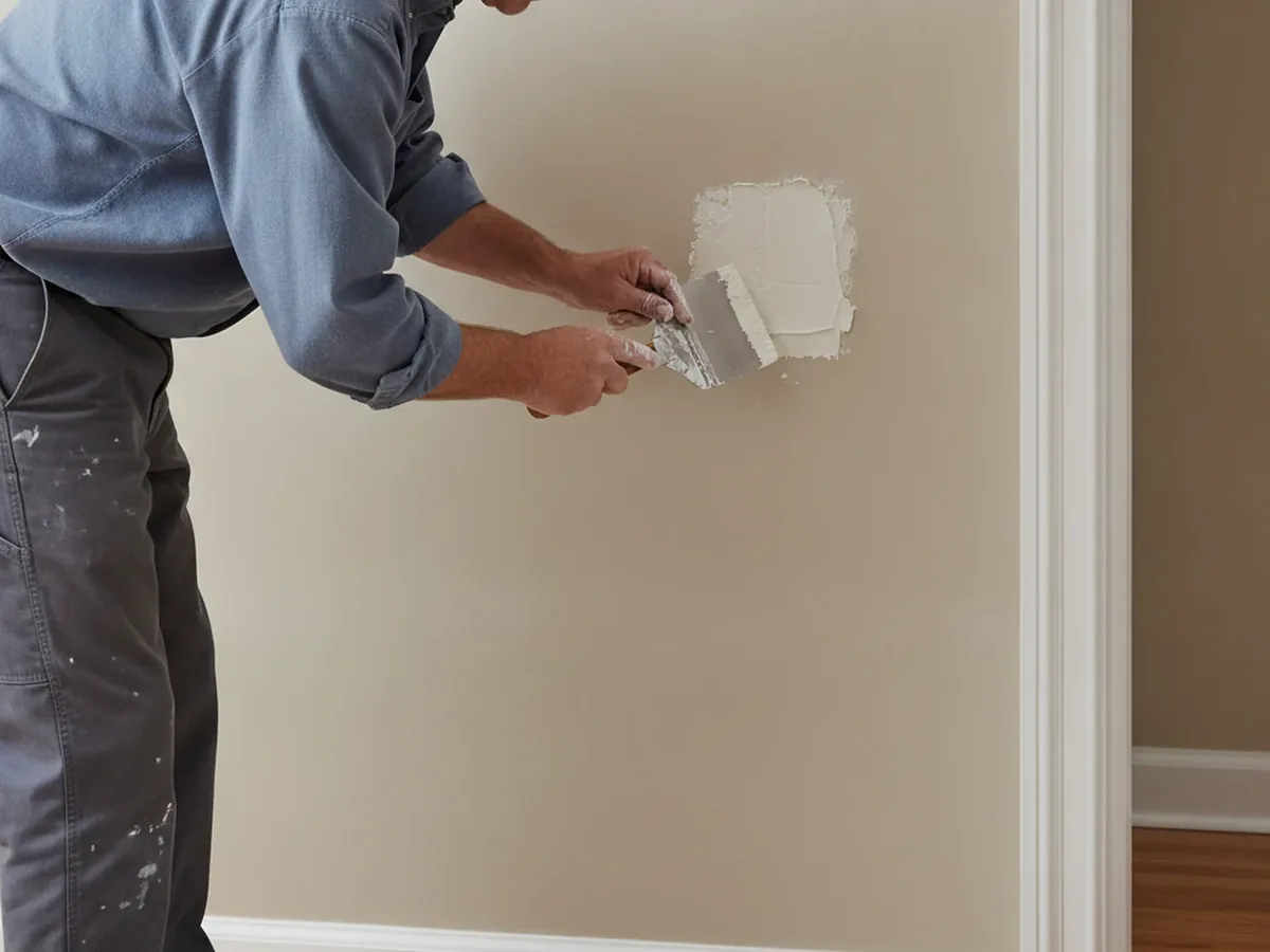 Handyman Brian reviewing completed repairs Hastings Nebraska Adams County residential home punch list drywall door caulk
